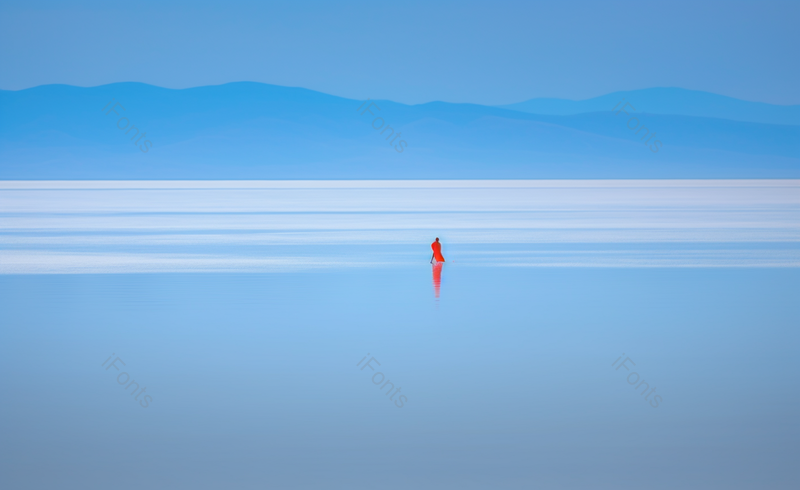 红衣美女美女的背影清新的蓝色系浅色系背景壁纸系列户外摄影,高清,摄影图,摄影图片,图片大全,摄影图免费下载